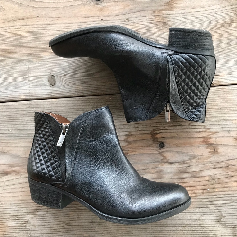 Lucky Brand Black Quilted Leather Ankle Booties